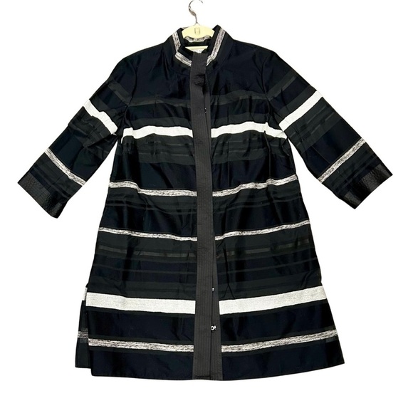 Carlisle Jackets & Blazers - Per Se by Carlisle Striped Black Metallic Trim Coat – Size 16